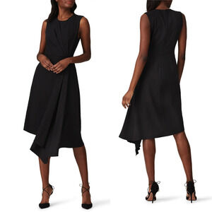 Adam Lippes x RTR Black Side Drape Dress - Size 14